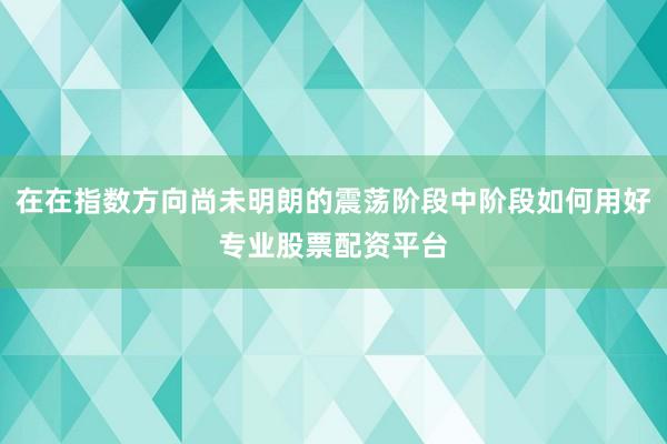 在在指数方向尚未明朗的震荡阶段中阶段如何用好专业股票配资平台