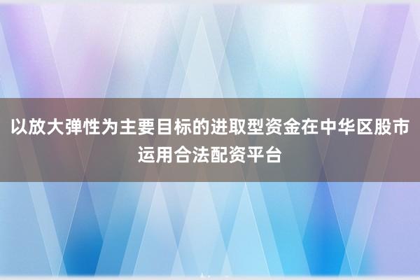 以放大弹性为主要目标的进取型资金在中华区股市运用合法配资平台