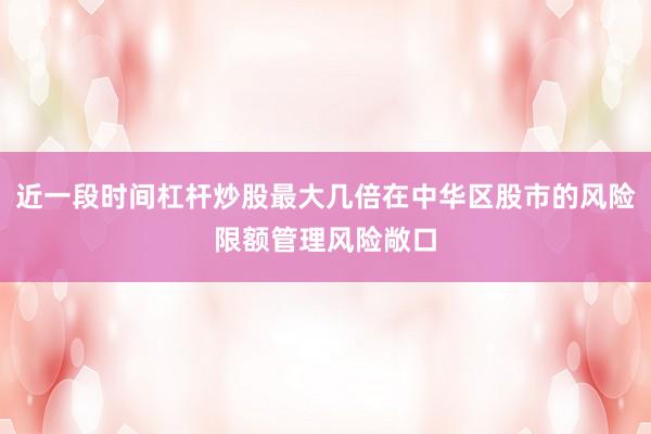 近一段时间杠杆炒股最大几倍在中华区股市的风险限额管理风险敞口